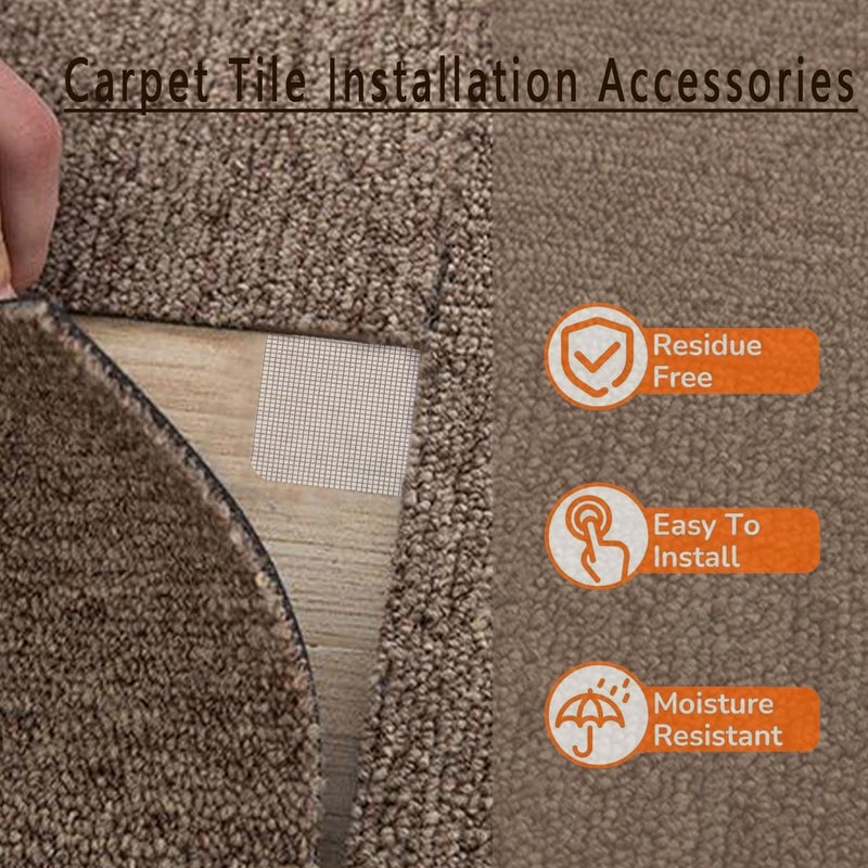 Aetherix Carpet Tile Adhesive Connectors Carpet Square adhesives That Creates a Floating Floor 4" x 4" (180-Pack) - Image 2